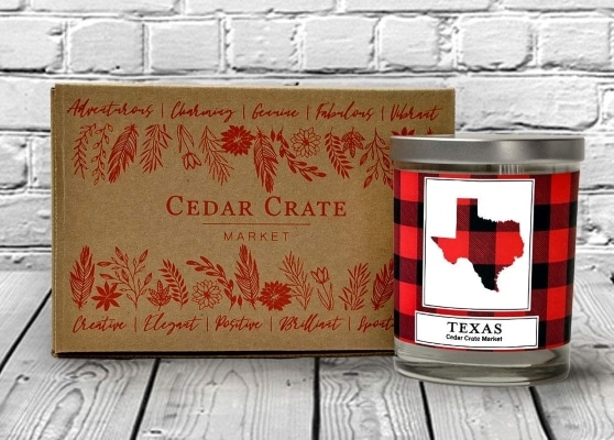 texas plaid candle with box set