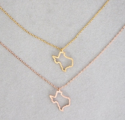 two Texas outline necklaces