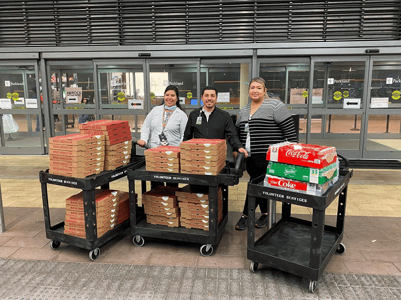 parkland hospital cane rosso pizza donation from seth curry during covid-19