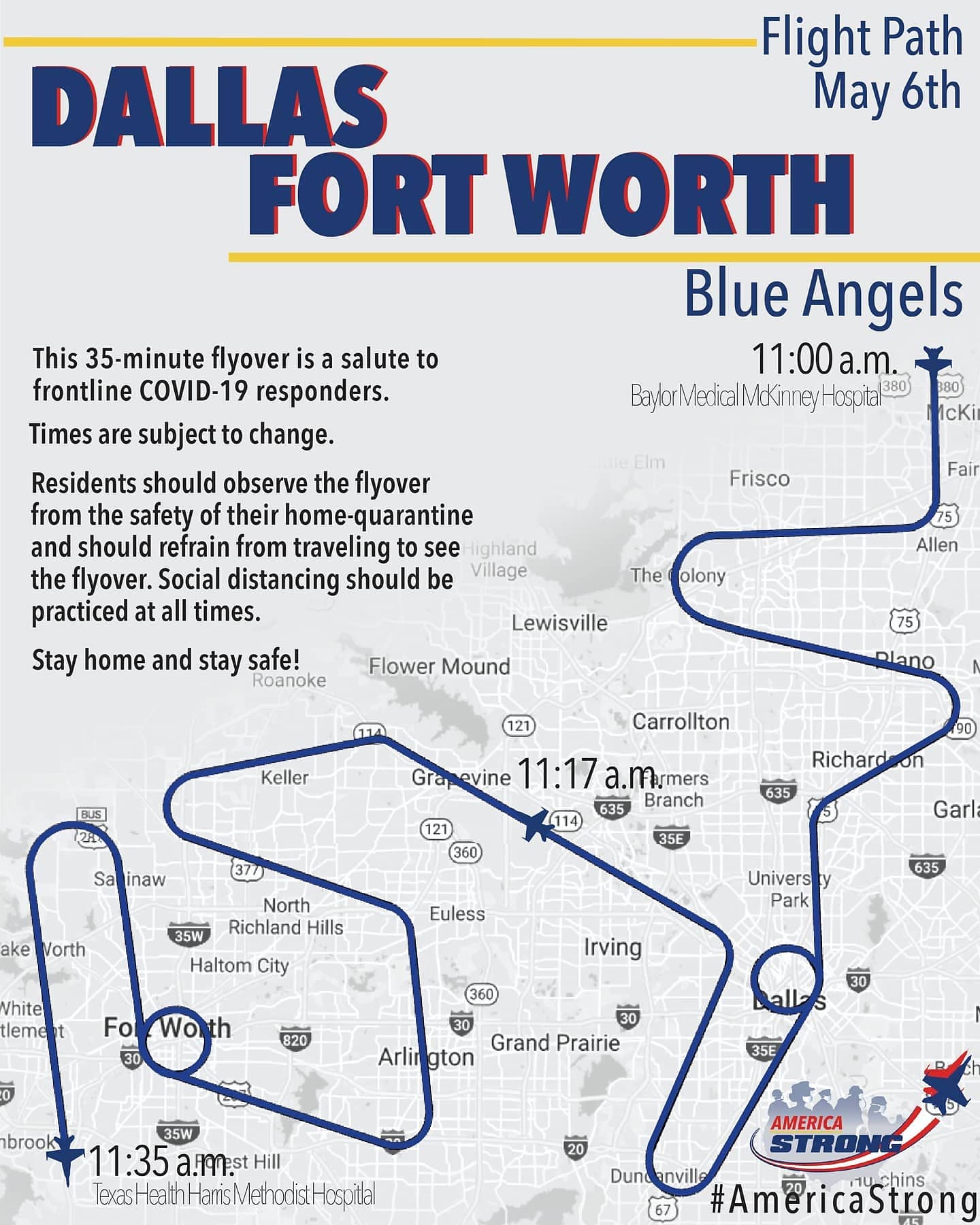 blue angels operation america strong north texas dallas flyover map