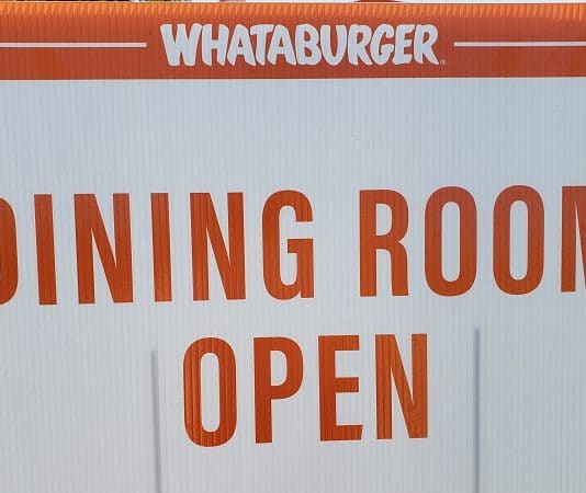 whataburger dining room open sign