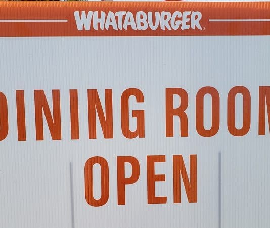 whataburger dining room open sign