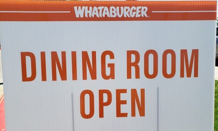 whataburger dining room open sign