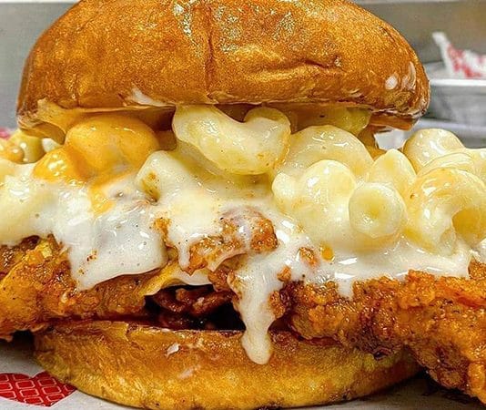 fried chicken mac and cheese sandwhich houston