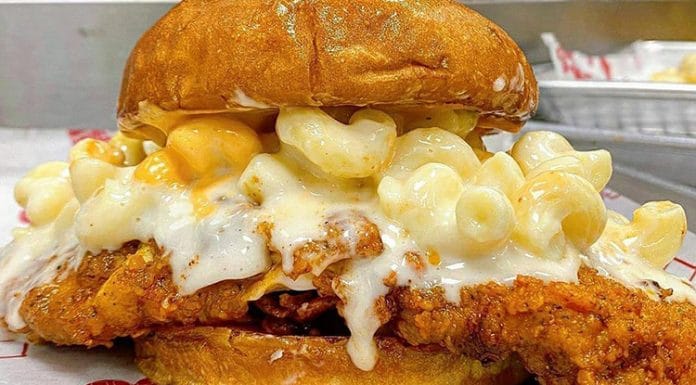 fried chicken mac and cheese sandwhich houston