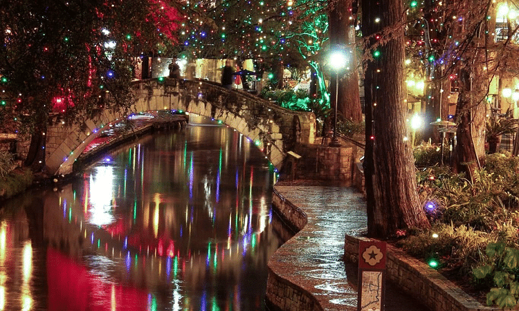 The San Antonio River Walk Is Covered In Christmas Lights