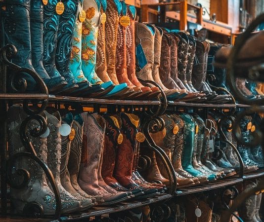 wall of texas cowboy boots