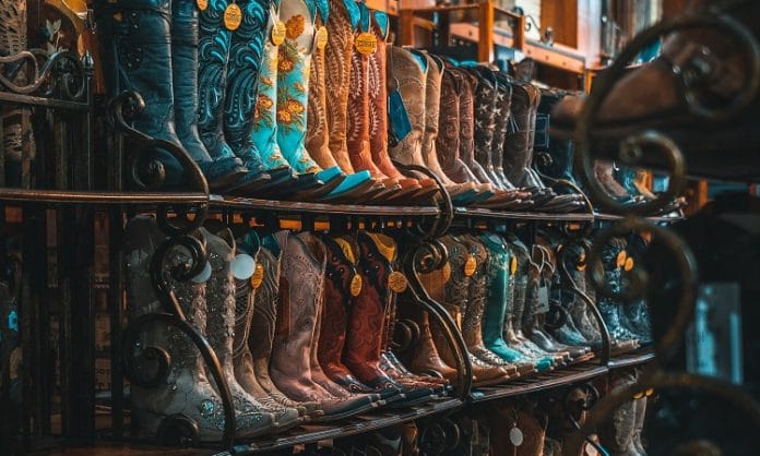 wall of texas cowboy boots