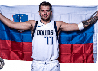 Luka DonÄiÄ of the Dallas Mavericks Donated 100 Pairs of Jordans to UT Southwestern Vaccine Workers dallas mavericks luka doncic with flag