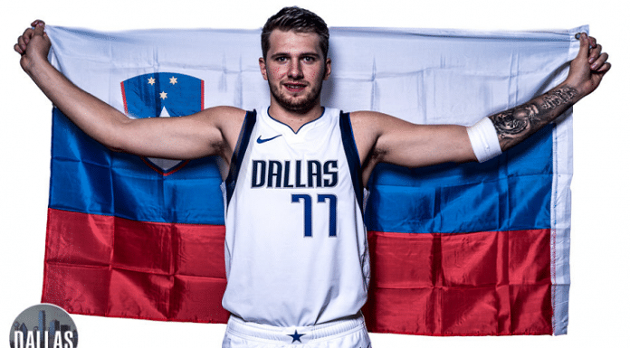 dallas mavericks luka doncic with flag