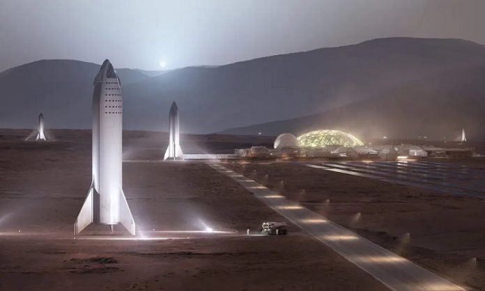 spacex mars base illustration