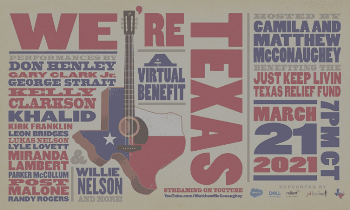 we're texas 2021 virtual benefit concert flyer