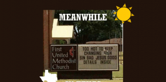 meanwhile in texas church sign meme about summer heat