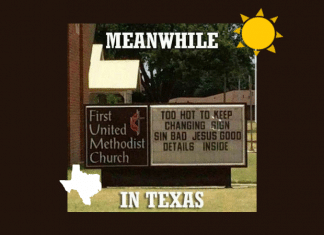 meanwhile in texas church sign meme about summer heat