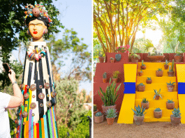 frida kahlo art sculpture in sana anotnio botanical gardens mexican inspired art