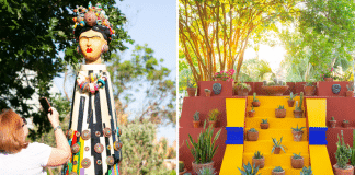 frida kahlo art sculpture in sana anotnio botanical gardens mexican inspired art