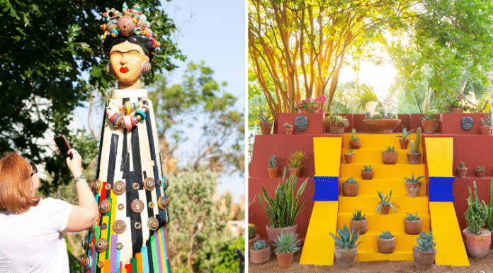 frida kahlo art sculpture in sana anotnio botanical gardens mexican inspired art