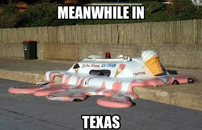 meanwhile in Texas melted ice cream truck