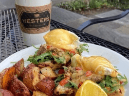 pulled pork benedict dish from hester's cafe in corpus christi