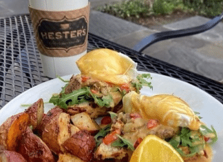 This Rare Pulled Pork Brunch Dish is Only Available at Hester’s in Corpus Christi Once a Month pulled pork benedict dish from hester's cafe in corpus christi