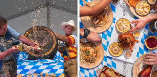 King's Oktoberfest beer keg tap and German food