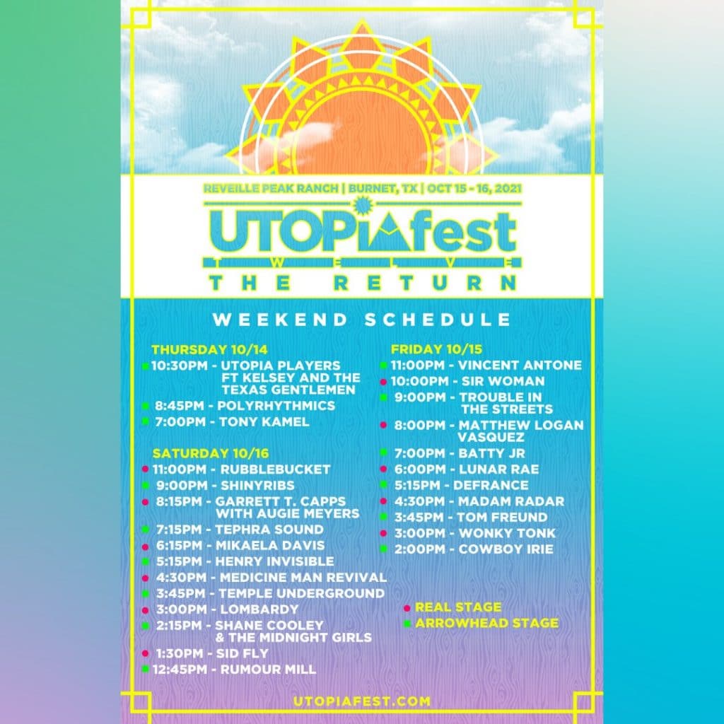 utopiafest weekend lineup schedule