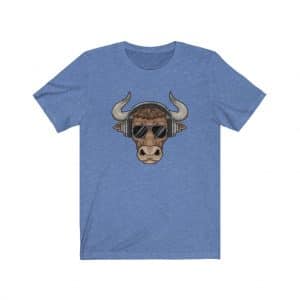 bull with aviator sunglasses and headphones shirt