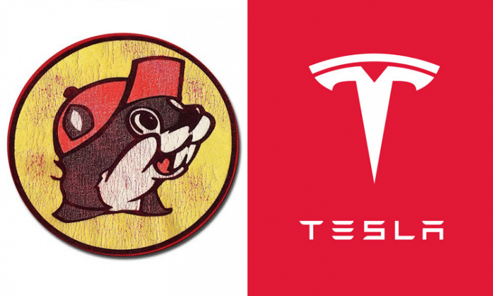 bucees tesla logo combined