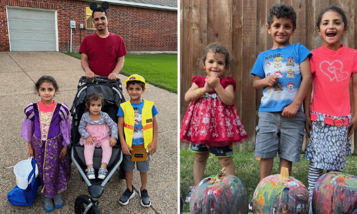 Aghan family with 3 kids smiling