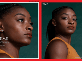Simone Biles posing for Time Magazine's Athelte of the Year 2021