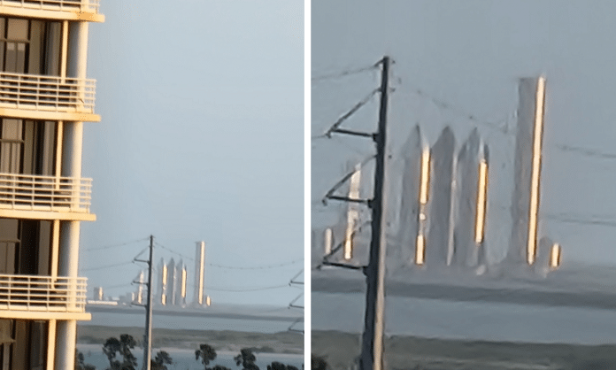 starships at starport, tx as seen from south padre island