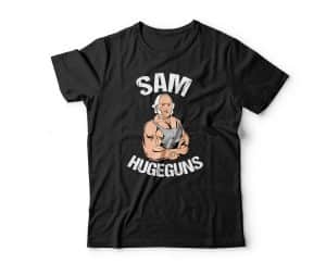 sam hugeguns shirt black mockup