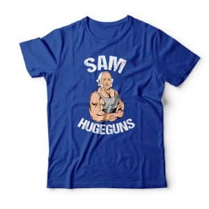 sam hugeguns shirt true royal mockup