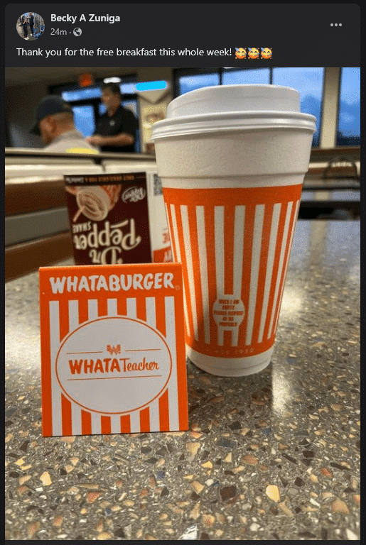 whatateacher whataburger table tent 2022