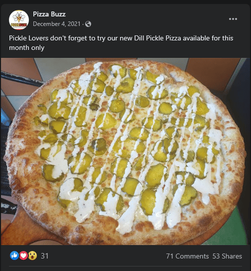 pizza buzz dill pickle pizza announcement