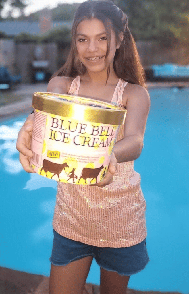 Madelyn Dodd with Blue Bell flavor Photo courtesy the Dodd family