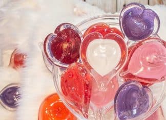 custom glass hearts at wimberly glassworks