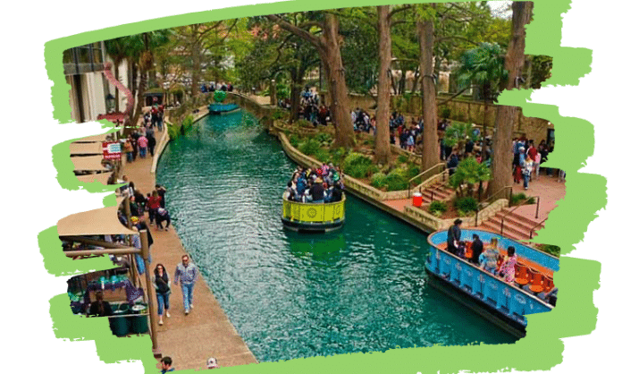 san antonio river walk dyed green