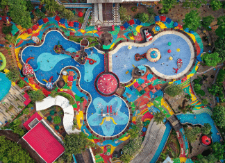 birds eye view of water park from pexels tom fisk