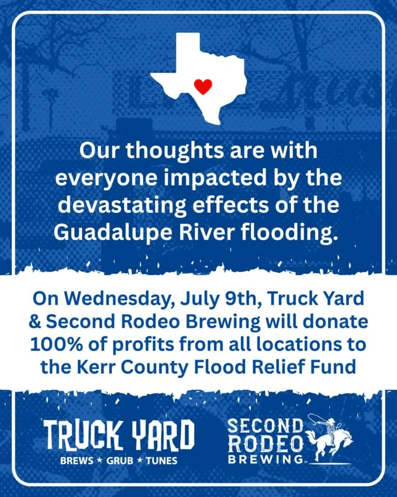 truck yard donation to flood victims flyer